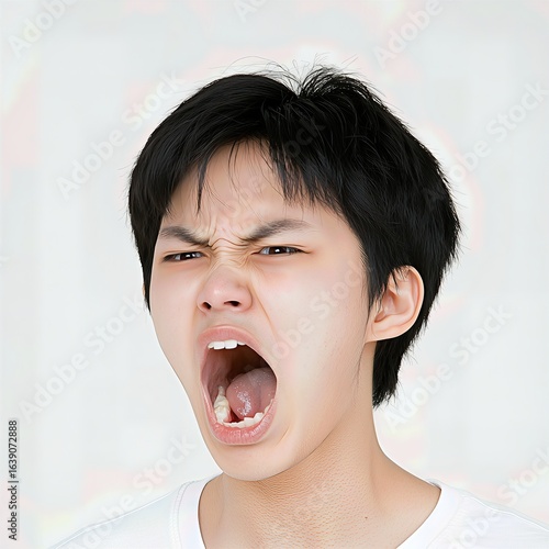 Angry Young Man Shouting Close Up Portrait