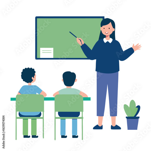 Classroom Scene: Teacher Leading Lesson with Students