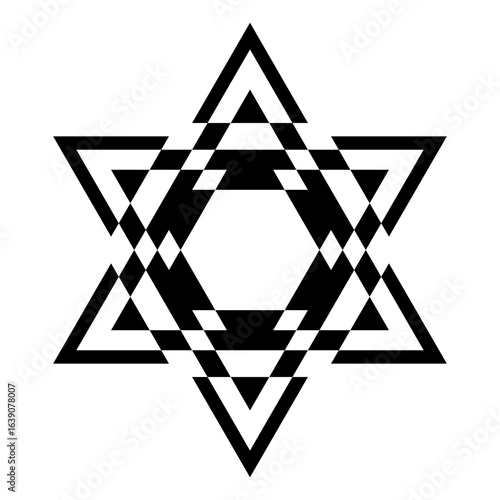 Geometric Star of David – Minimalist Black and White Vector Art – Sacred Hexagram Design for Logos, Posters, and Decorative Projects
