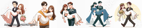  vector of a man carrying his wife on a white background