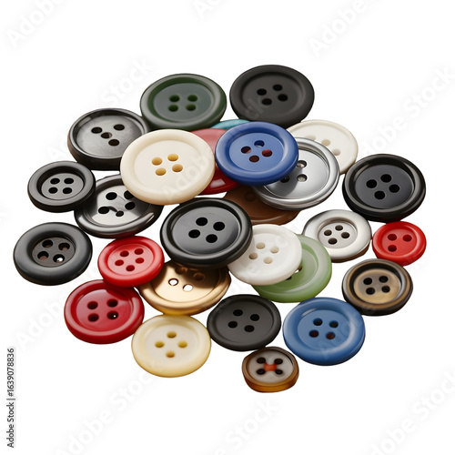 Colorful assorted buttons, sewing accessories, fashion