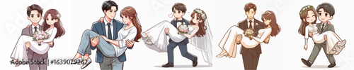  vector of a man carrying his wife on a white background
