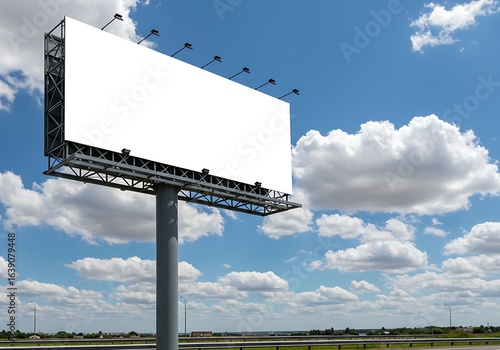 blank billboard on blue sky background