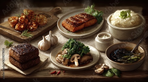 A Rustic Dinner: Salmon, Potatoes & More