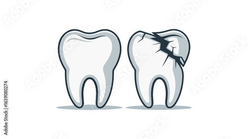 Illustration of healthy and broken tooth side by side