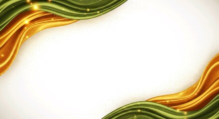 Abstract flowing green and orange waves with sparkle background