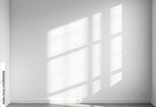 Abstract monochrome shadow overlay on white wall; soft gray blur from window light ,  gradient,  room