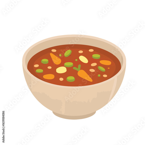 Bowl of lentil soup with vegetables, warm comfort food concept