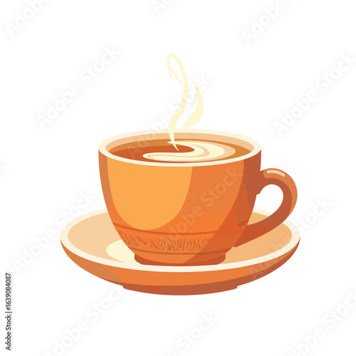 Elegant chai latte in warm mug on saucer, comfort and simplicity