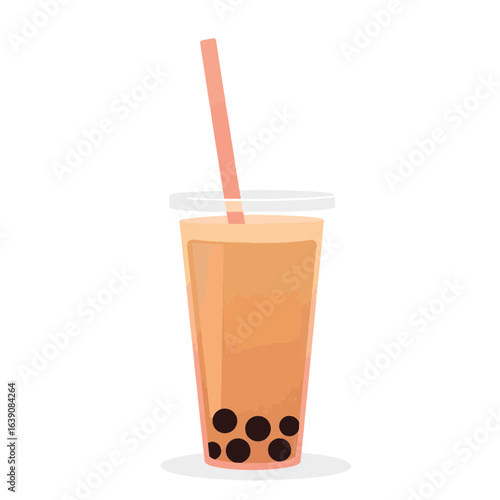 Refreshing bubble tea in clear glass, minimalist design