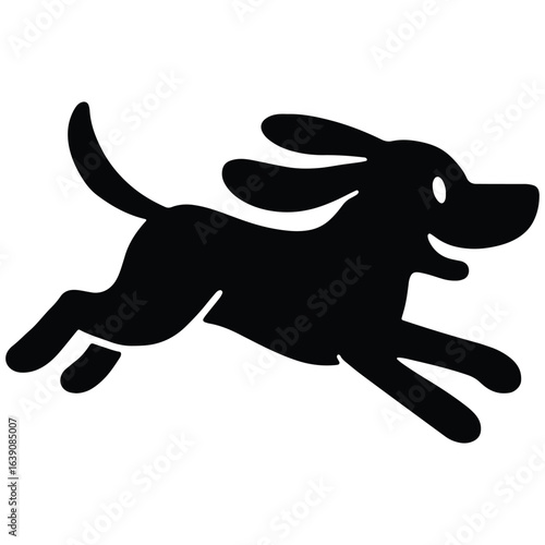 Cute Dog Silhouette with Playful Stance for Pet Lovers and Animal Care Design