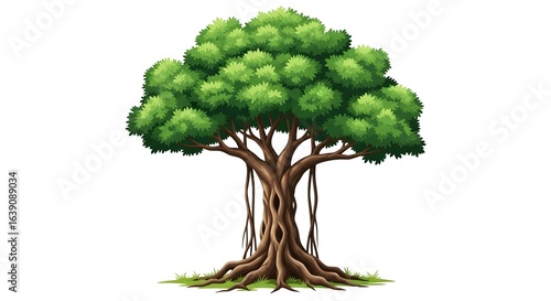Cartoon Banyan Tree Isolated Illustration