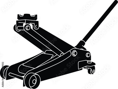 Floor jack is a mechanical device used to lift vehicles, typically for maintenance or repair, using a hydraulic system and a long handle for leverage