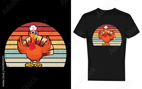 Thanksgiving Nurse Silhouette with Turkey Design for Healthcare Professionals Wearing Scrubs and Stethoscope silhouette