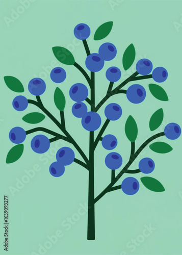 blueberry plants Illustrator Artwork design template poster