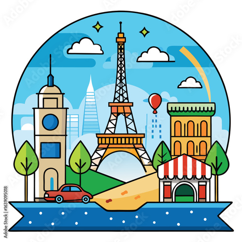 Parisian Skyline: A Charming Vector Illustration