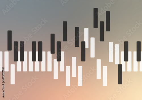 Graphic piano square shape brown background