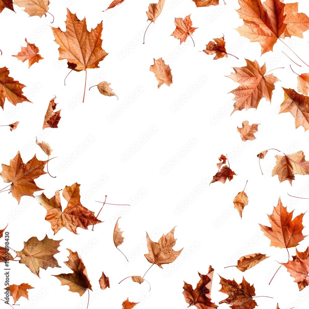 Fototapeta premium Autumn leaves swirl, fall, dark background, design element