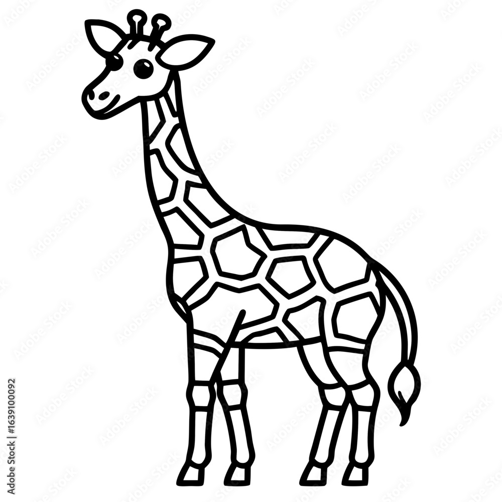 Fototapeta premium Mandala Giraffe Icon in Line Art Vector Style