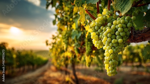 Wallpaper Mural Harvesting White Grapes in Vineyard at Sunset Beautiful Natural Background Torontodigital.ca