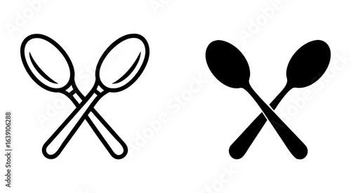 Set of cross spoons outline silhouette vector illustration design