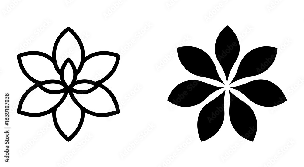Obraz premium Set of flower outline silhouette vector illustration design