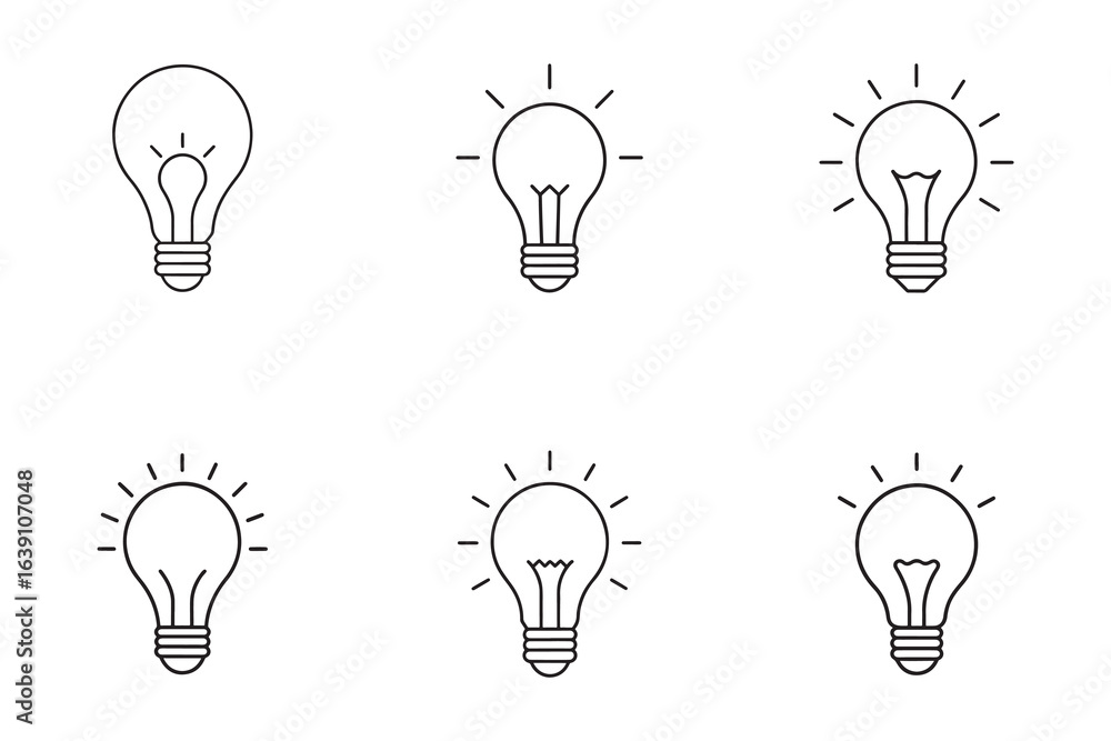 Light Bulb Icon Set for Ideas Inspiration Creativity and Innovation in a Vector Design Light Bulb Icon Set for Ideas Inspiration Creativity and Innovation in a Vector Design