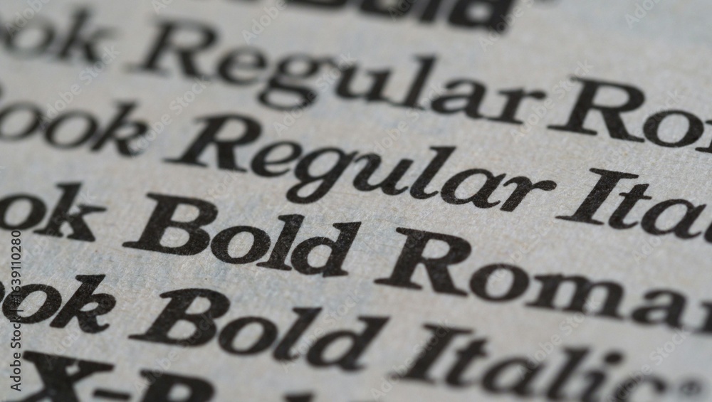 A close up shot of different font styles and weights on a white paper with a shallow depth of field A close up shot of different font styles and weights on a white paper with a shallow depth of field