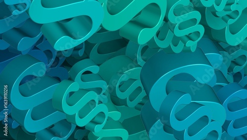 Abstract background featuring a dense cluster of turquoise paragraph symbols in varying shades
