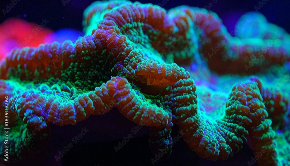 Obraz premium Vibrant Coral Polyp Close-Up: Underwater Macro Photography