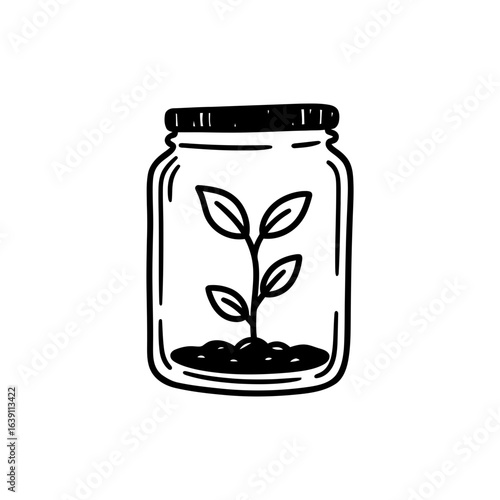 Plant Inside Jar Symbolizing Safe Growth and Protection