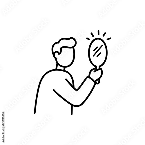 Person holding mirror symbolizing self reflection and personal insight