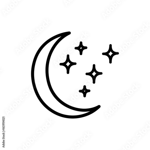 Crescent Moon and Stars Symbolizing Peaceful Sleep and Night Rest
