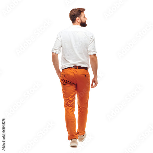 Man walking away rear view