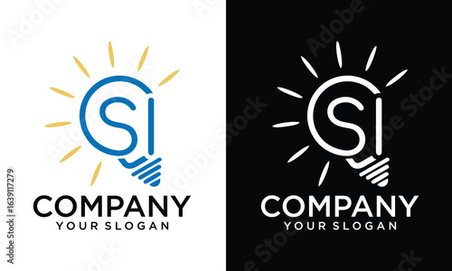creative bulb with Letter SL logo, smart, idea logo vector