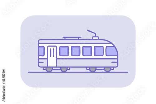 Purple tram icon on light background
