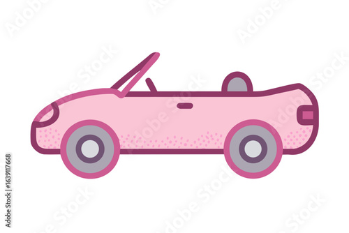 Side view of pink convertible car icon