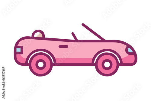 Pink convertible car icon illustration