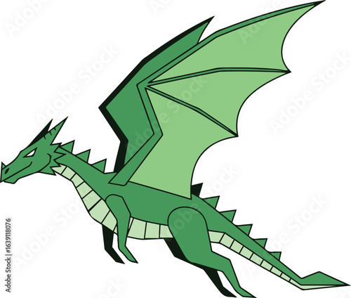 A stylized cartoon illustration of a red Chinese dragon with blue and gold scales and a yellow mane, against a clean white background, ideal for themes of mythology, celebration, and Asian culture.
