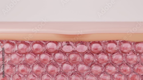 Vitamin C serum drop fading dark spot on skin cell 3D animation