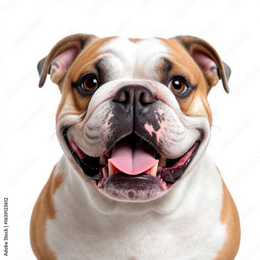 Fototapeta premium Happy bulldog with big smile indoors