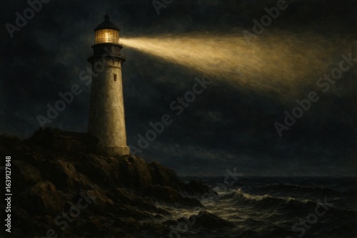 Wallpaper Mural A Lighthouse's Beacon in the Night Torontodigital.ca