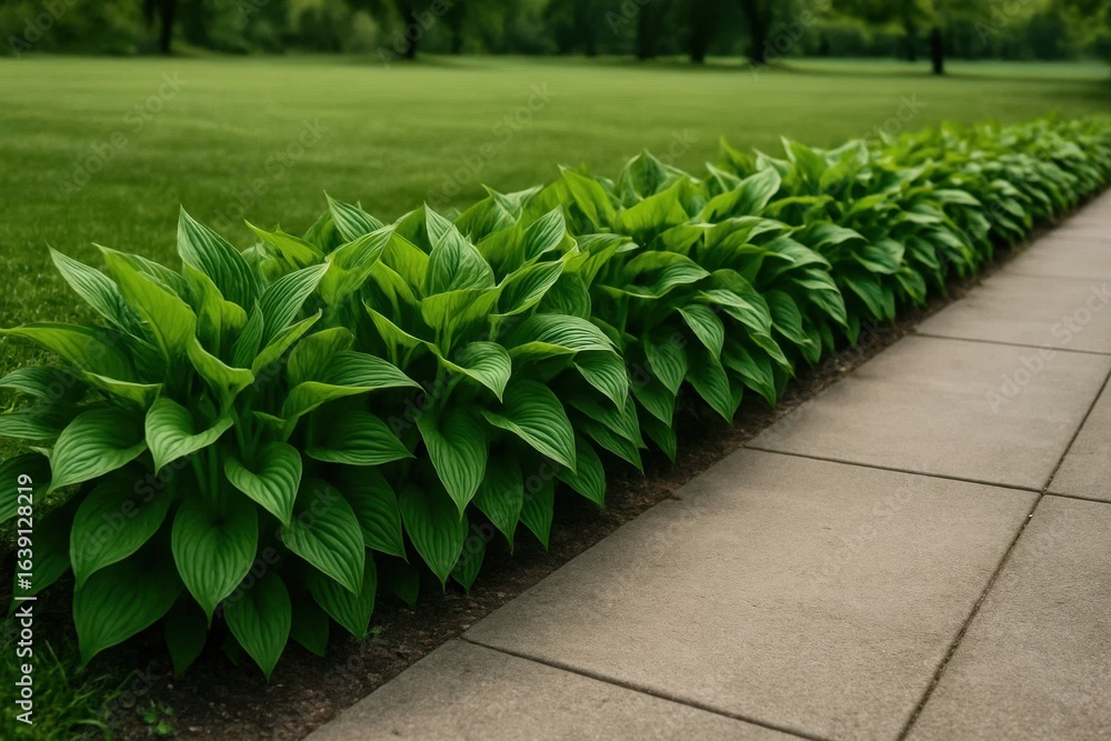 Obraz premium A serene pathway through lush greenery, inviting visitors to explore nature's beauty
