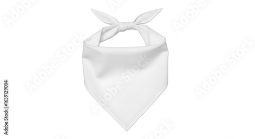 A blank white folded triangular bandana with a knot, isolated on a white background.