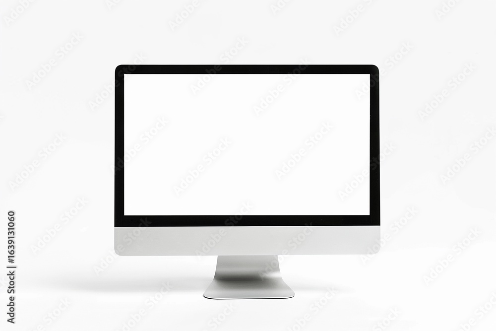 Simple desktop computer monitor on a white background with no content displayed for design purposes Simple desktop computer monitor on a white background with no content displayed for design purposes