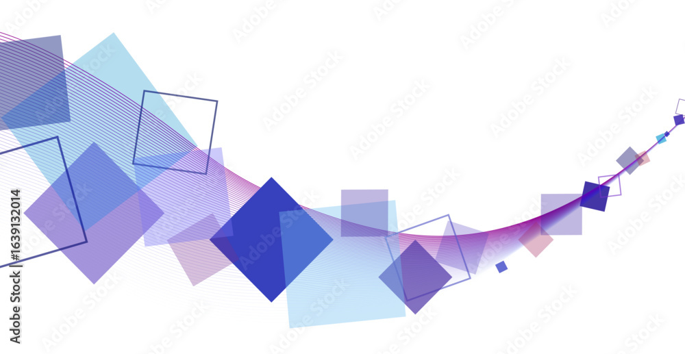 Obraz premium Abstract geometric design background - colorful squares and wavy lines