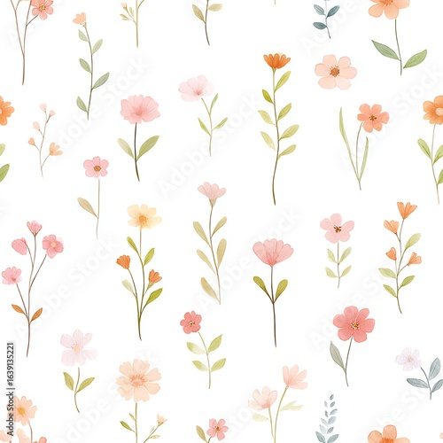 Wallpaper Mural Delicate Watercolor Blooms A Pastel Floral Pattern, Perfect for Springtime Designs and Textile Prints Torontodigital.ca