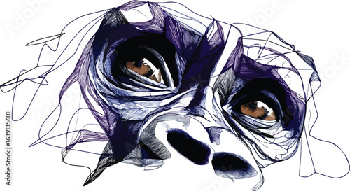 Abstract face illustration vivid colors
