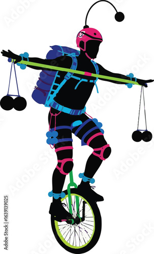 isolated need human balance drawing kinds of manes are stay for balance equipment silhouette on white background