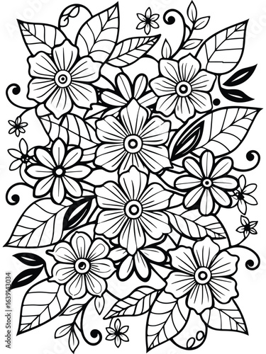 Realistic flower coloring for adults and kids 

